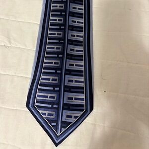 Valentino Rudy 100% Silk Tie Art Deco Geometric Blue Black Silver tones, 58"x4"
